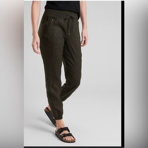 Athleta Olive Drawstring Linen Joggers for Women
